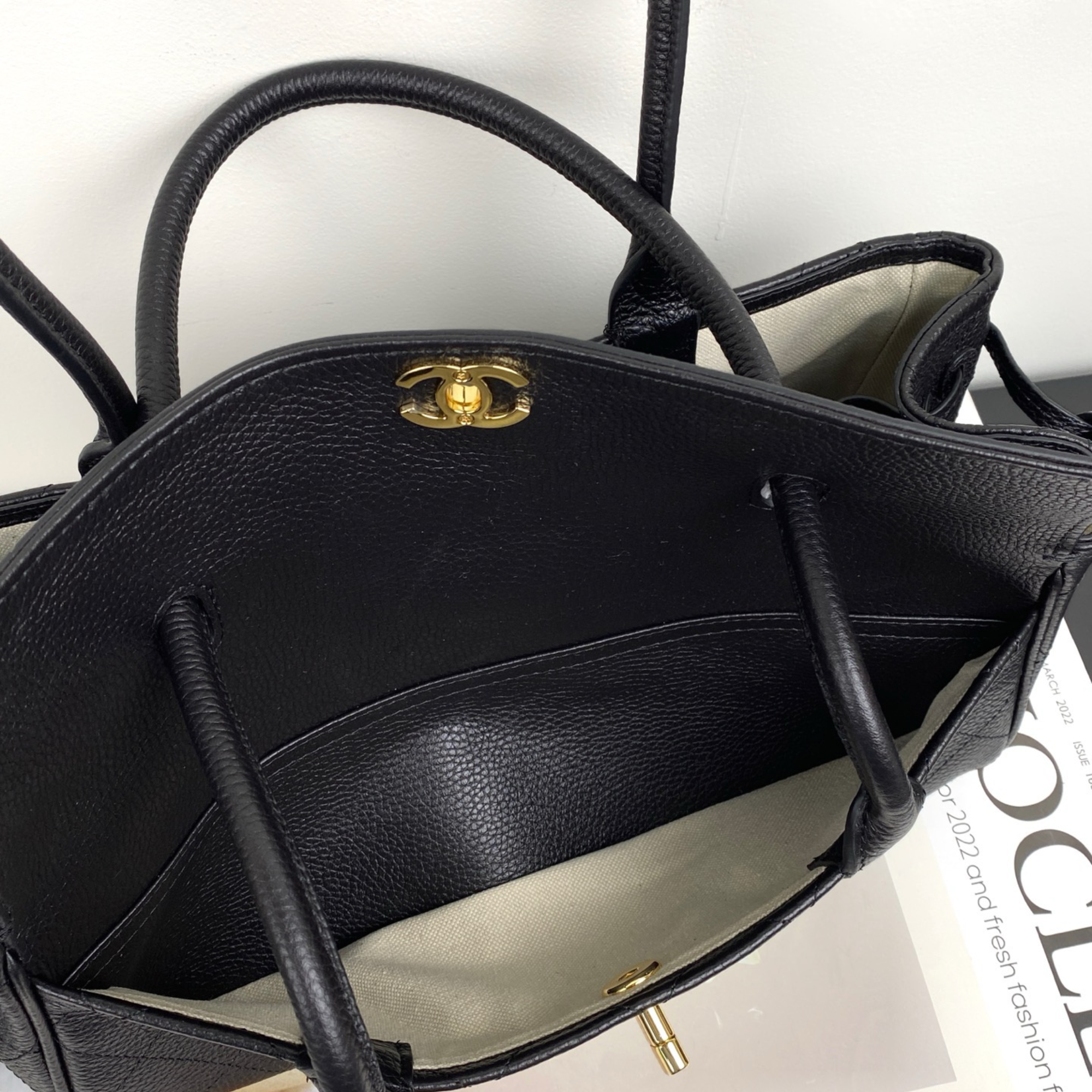 Chanel Urban Essential Tote Light Black Caviar Gold Hardware 30cm/11.8in