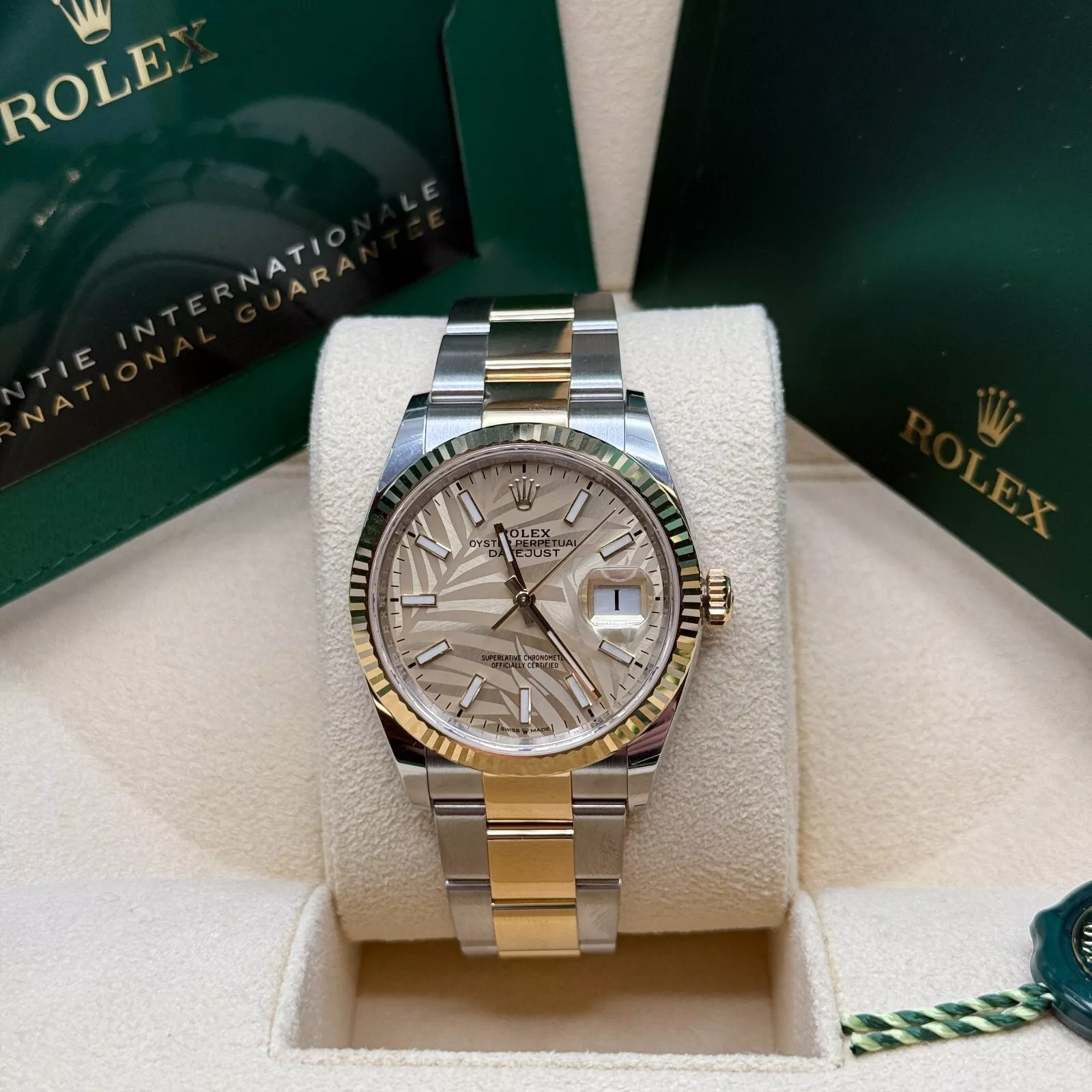 【Super Clone】RLX  Datejust 36mm 126233-0038 Golden Palm Motif 36mm Dial Oyster Bracelet Watch