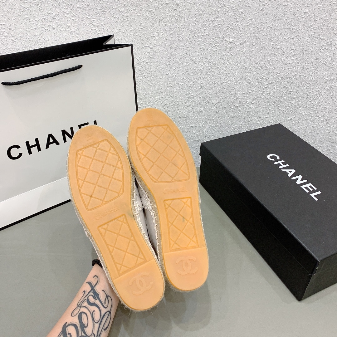 Chanel Cc Espadrilles White Gray
