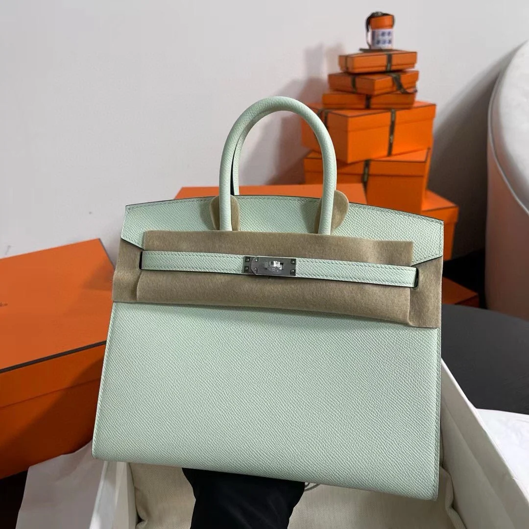 HM BIRKIN 25CM VERT FIZZ EPSOM LEATHER SILVER HARDWARE
