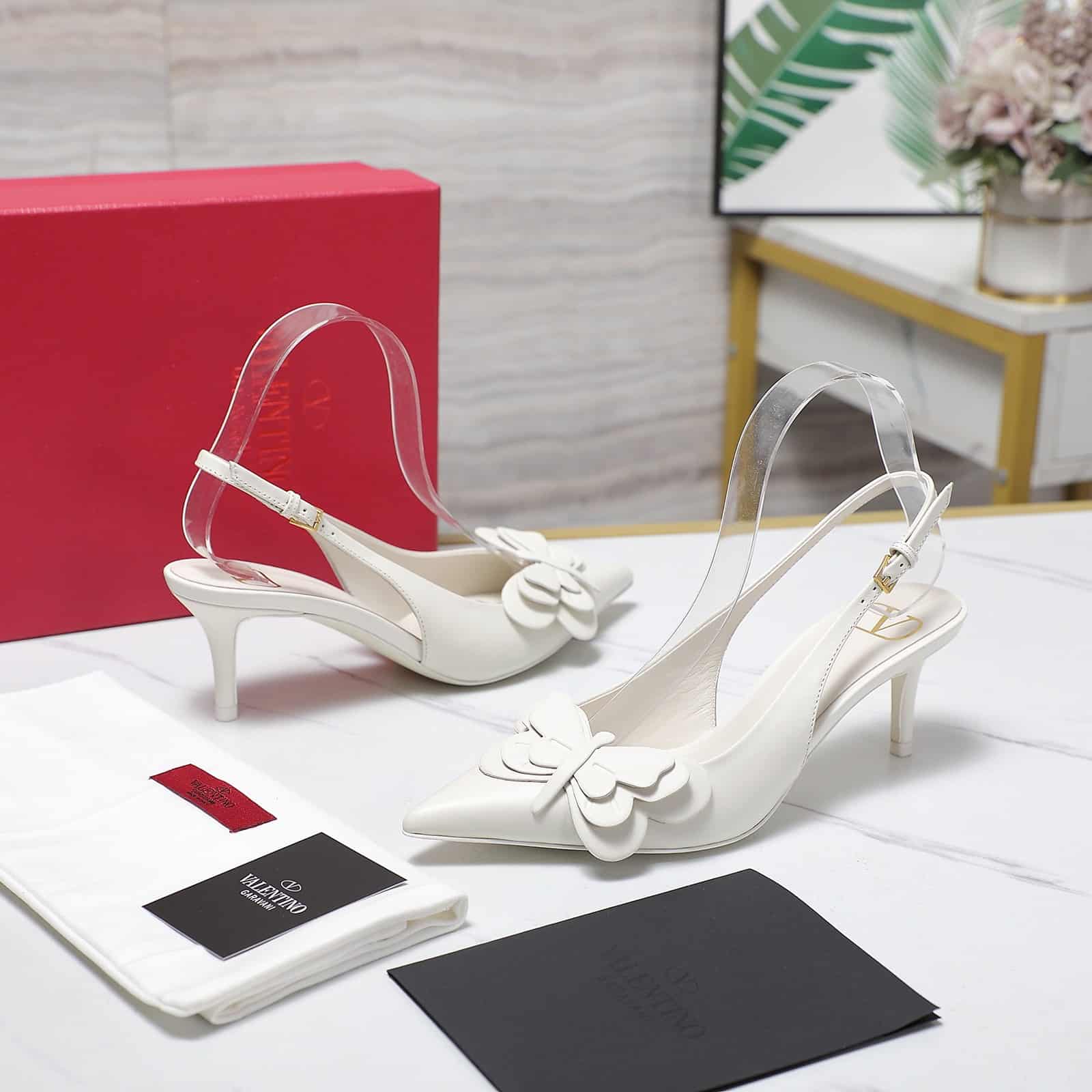 Valentino Garavani Papier Phalène Slingback Pumps White