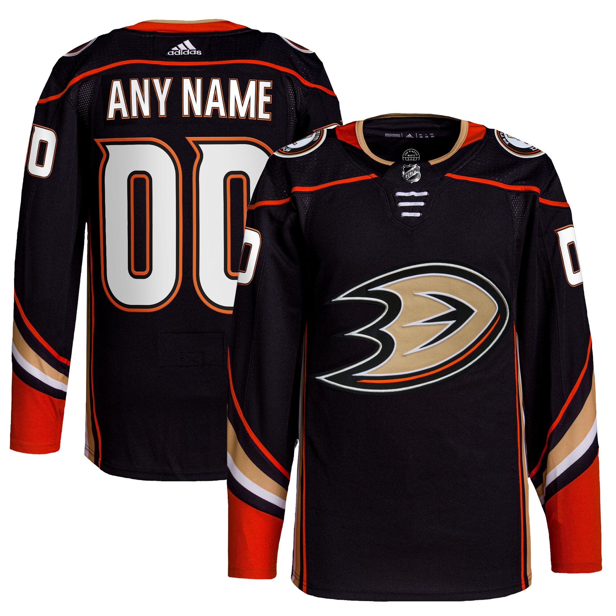 Anaheim Ducks adidas  Home  Primegreen Authentic Custom Jersey – Black