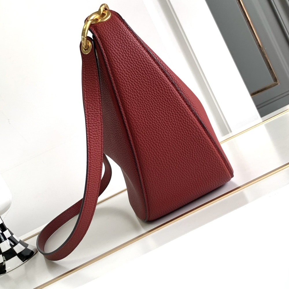 Valentino Garavani VLogo Moon Medium Grainy Hobo Bag With Chain Dark Red 29Cm 5W2B0N59Jdk Y9Q