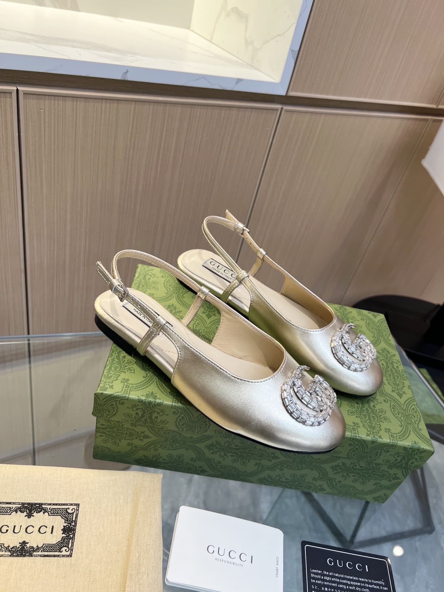 Gucci Gg Crystal Slingback Silver