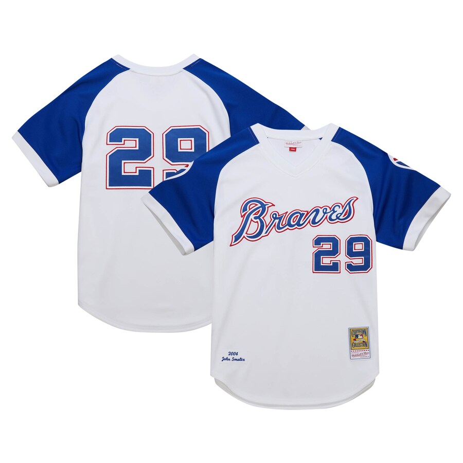 John Smoltz Atlanta Braves Mitchell&Ness 2004 Cooperstown Collection Throwback Jersey White