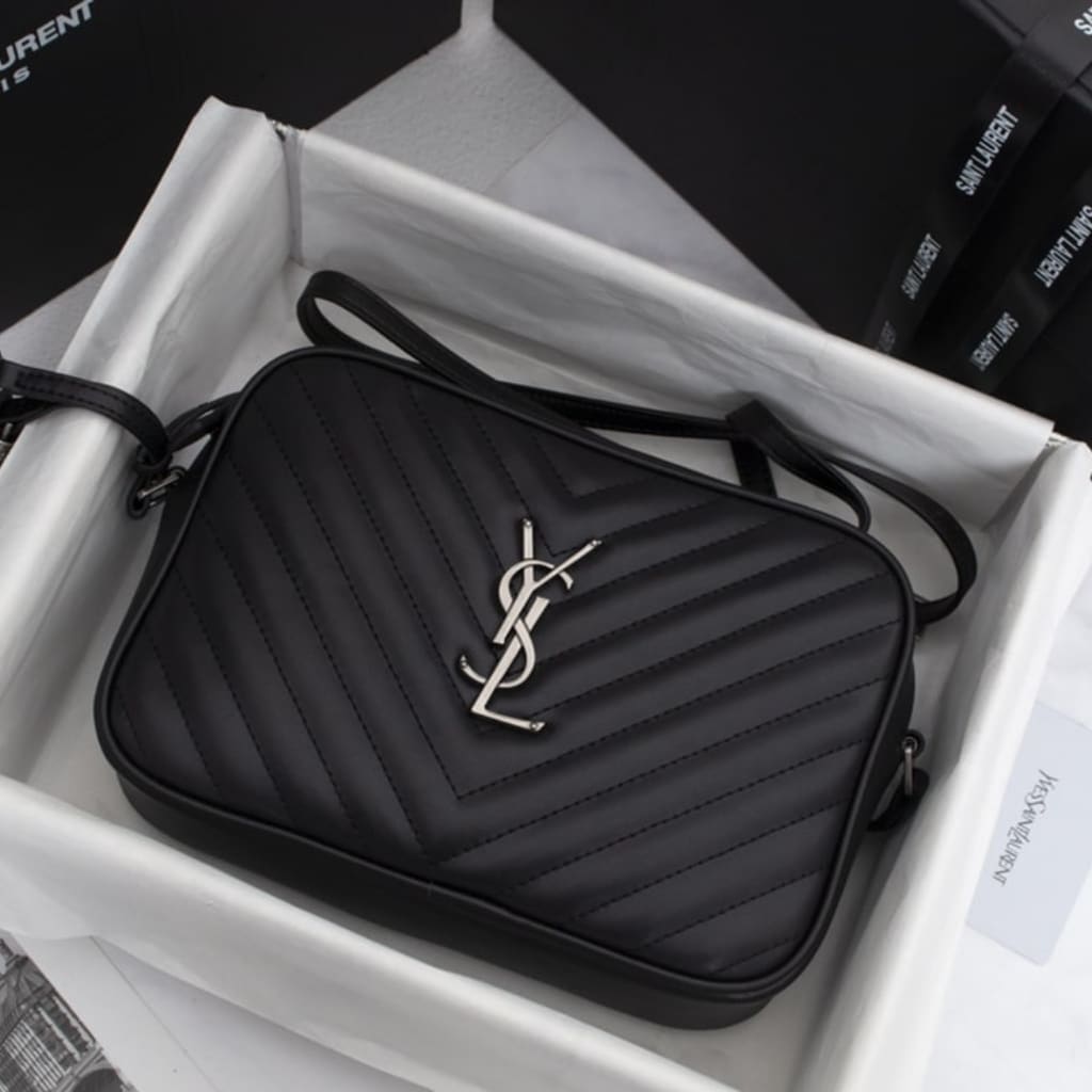 Saint Laurent Lou Camera Bag In Quilted Leather Black Silver Hardware 23Cm 761554DV7041000