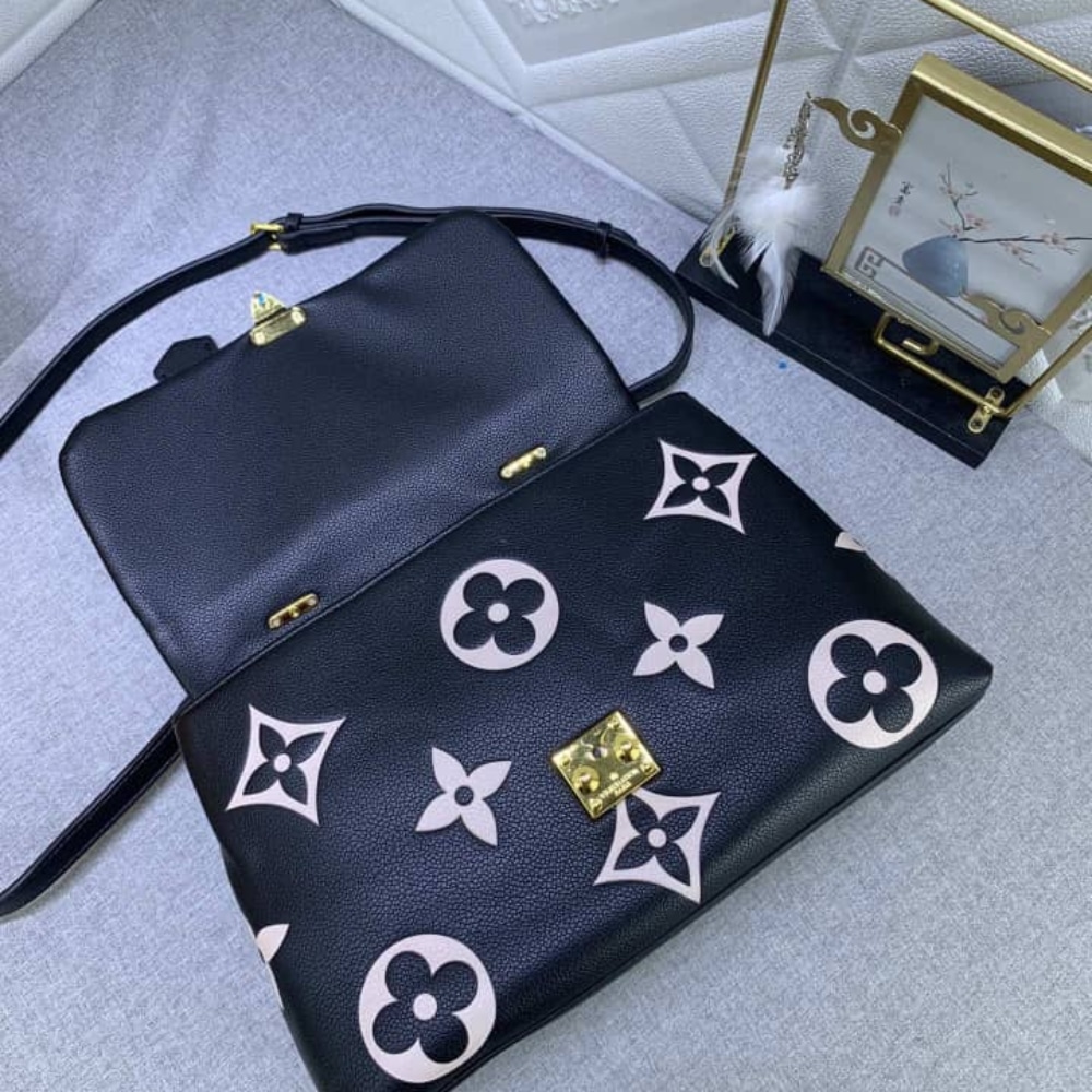 Louis Vuitton Madeleine BB Monogram Empreinte Leather Top Handle Bag Black and Beige 24cm M45978