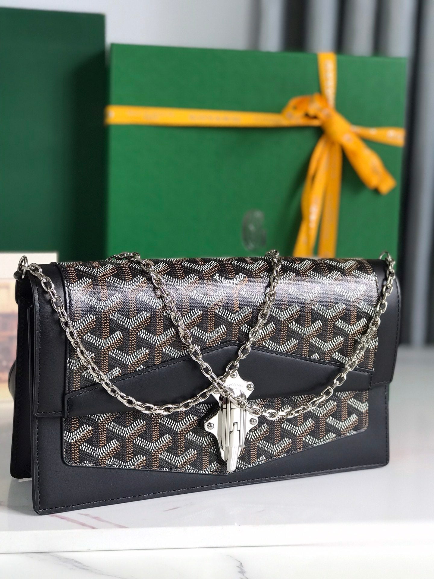 Goyard Duchesse Marie-Caroline Bag 25 Cm Black Goyardine Canvas And Smooth Calfskin