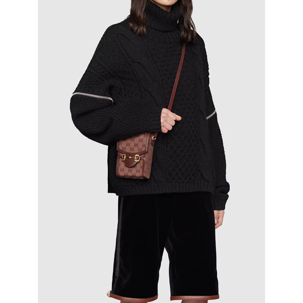Gucci Horsebit 1955 Mini Bag in Burgundy GG Canvas
