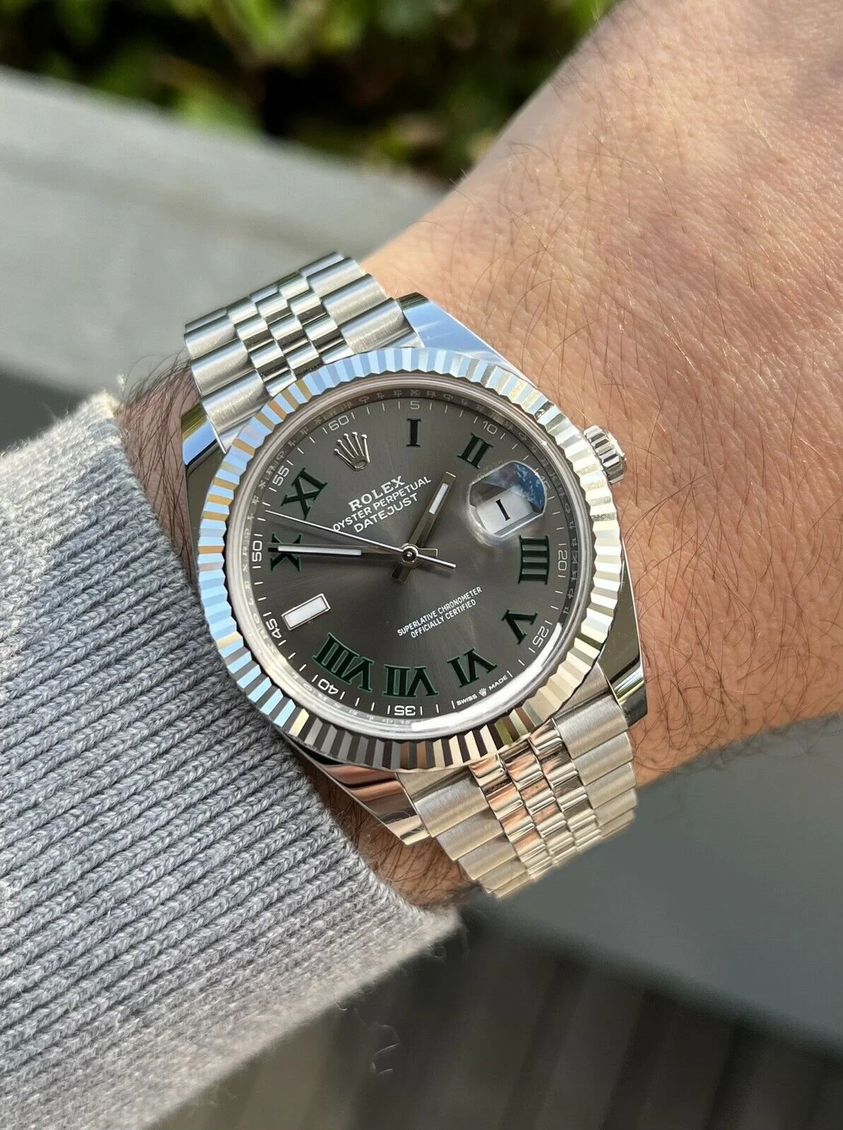 Rolex Datejust 41mm Rhodium Dial 126334 “Wimbledon” Flutted / Jubilee
