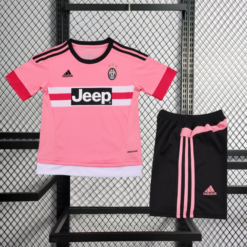Retro KIDS 2015-16 KIDS Juventus away pink DYBALA POGBA MORATA Football jersey retro