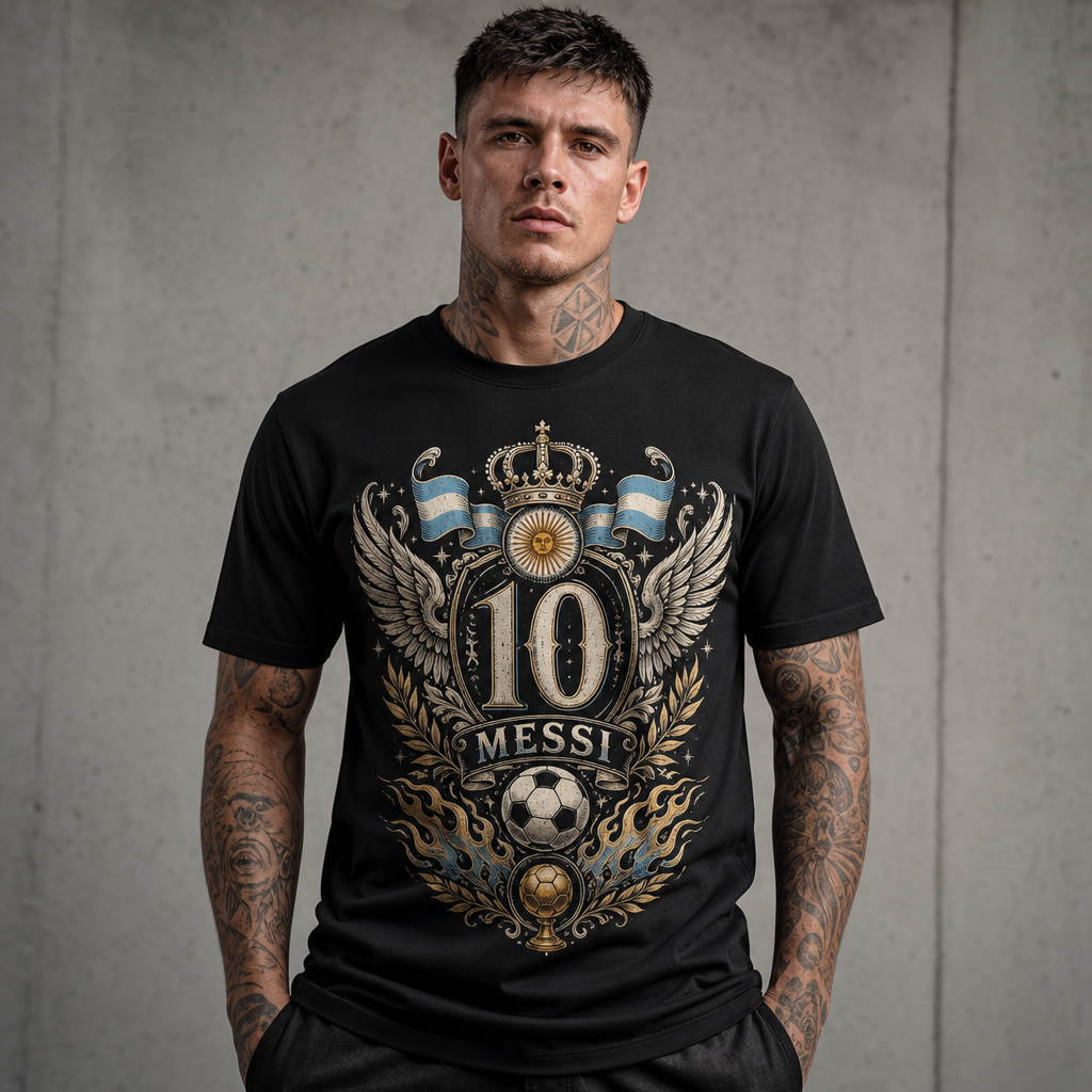 Messi World Cup Printed T-Shirt Unisex Loose Fit T-Shirt 100% Cotton Soft Comfortable Summer Casual Printed Top