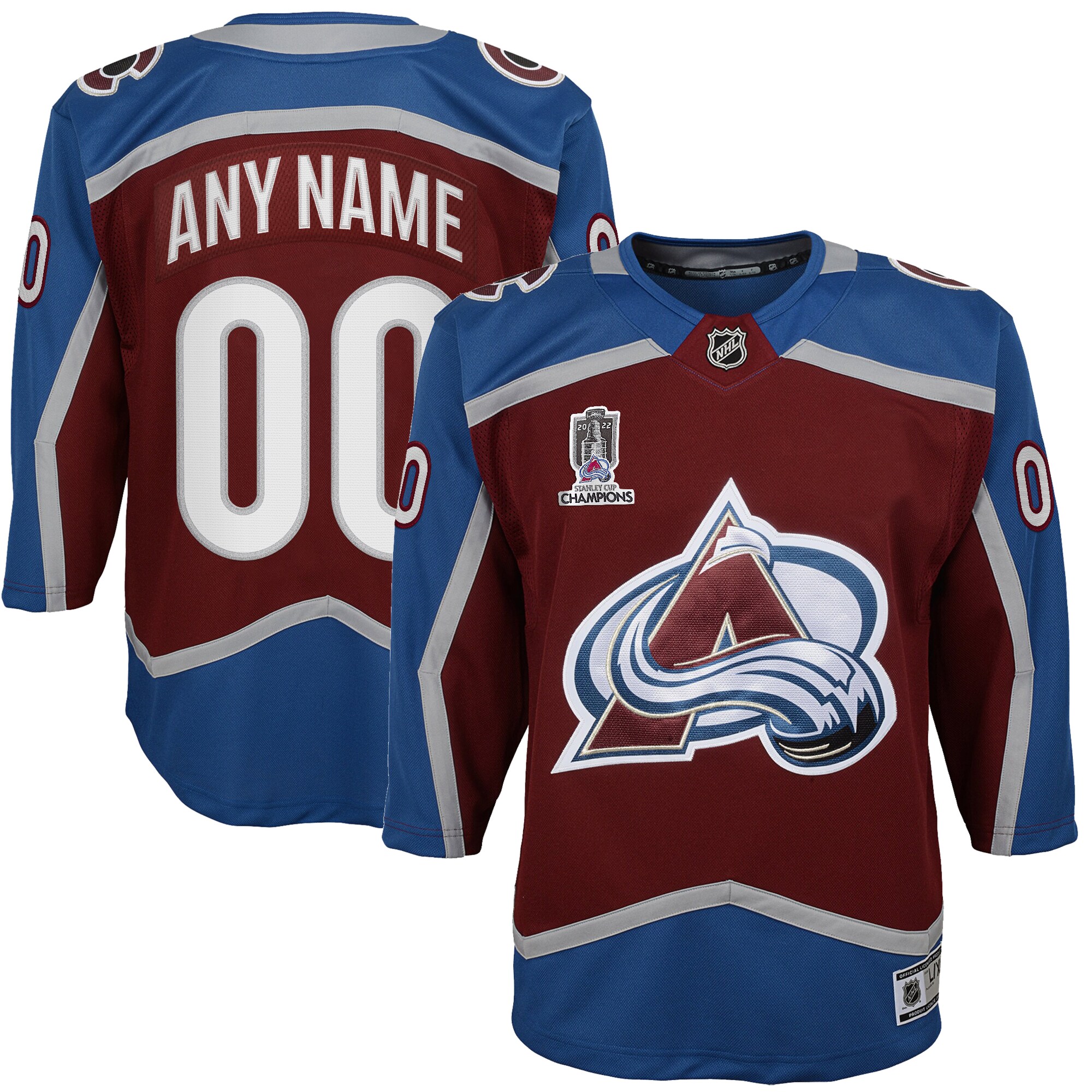 Colorado Avalanche Youth Home 2022 Stanley Cup Champions Premier Custom Jersey – Burgundy