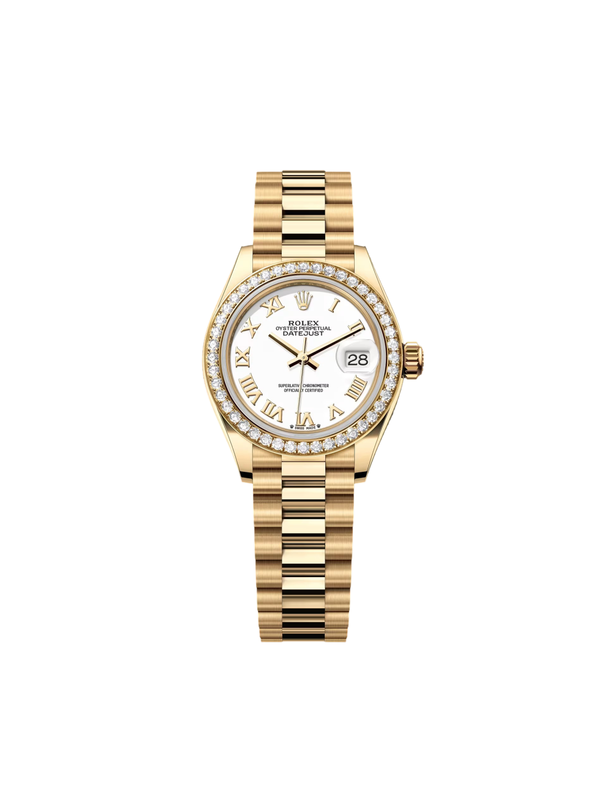 Rolex Lady-Datejust 28mm 279138RBR White Dial President Bracelet Watch
