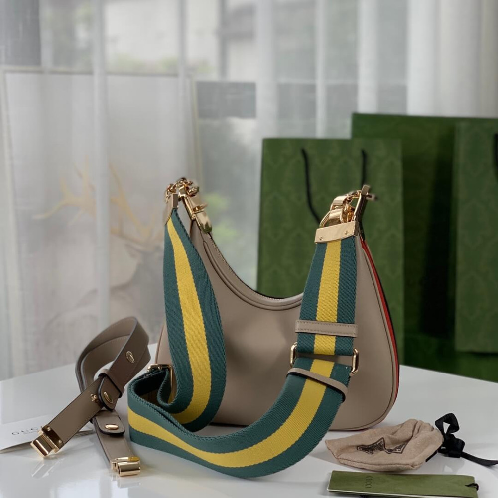 Gucci Oatmeal Leather Attache Small Shoulder Bag