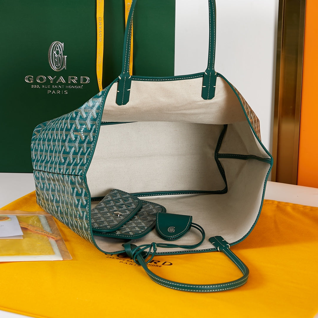 Goyard Saint Louis Pm 34Cm Green Canvas Chevroches Calfskin