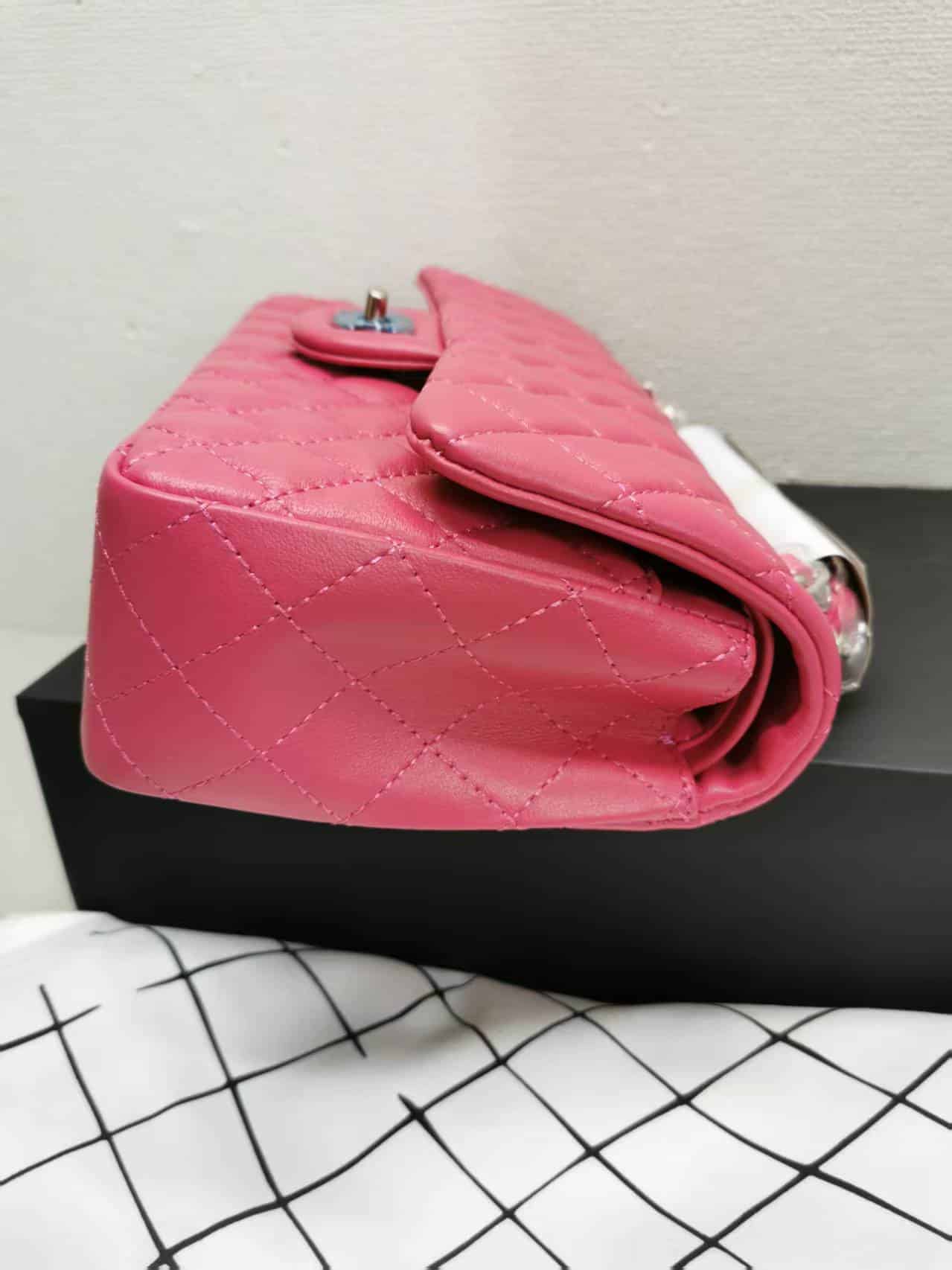 Chanel Classic Medium Flap Bag With Silver Hardware Dark Pink 25cm