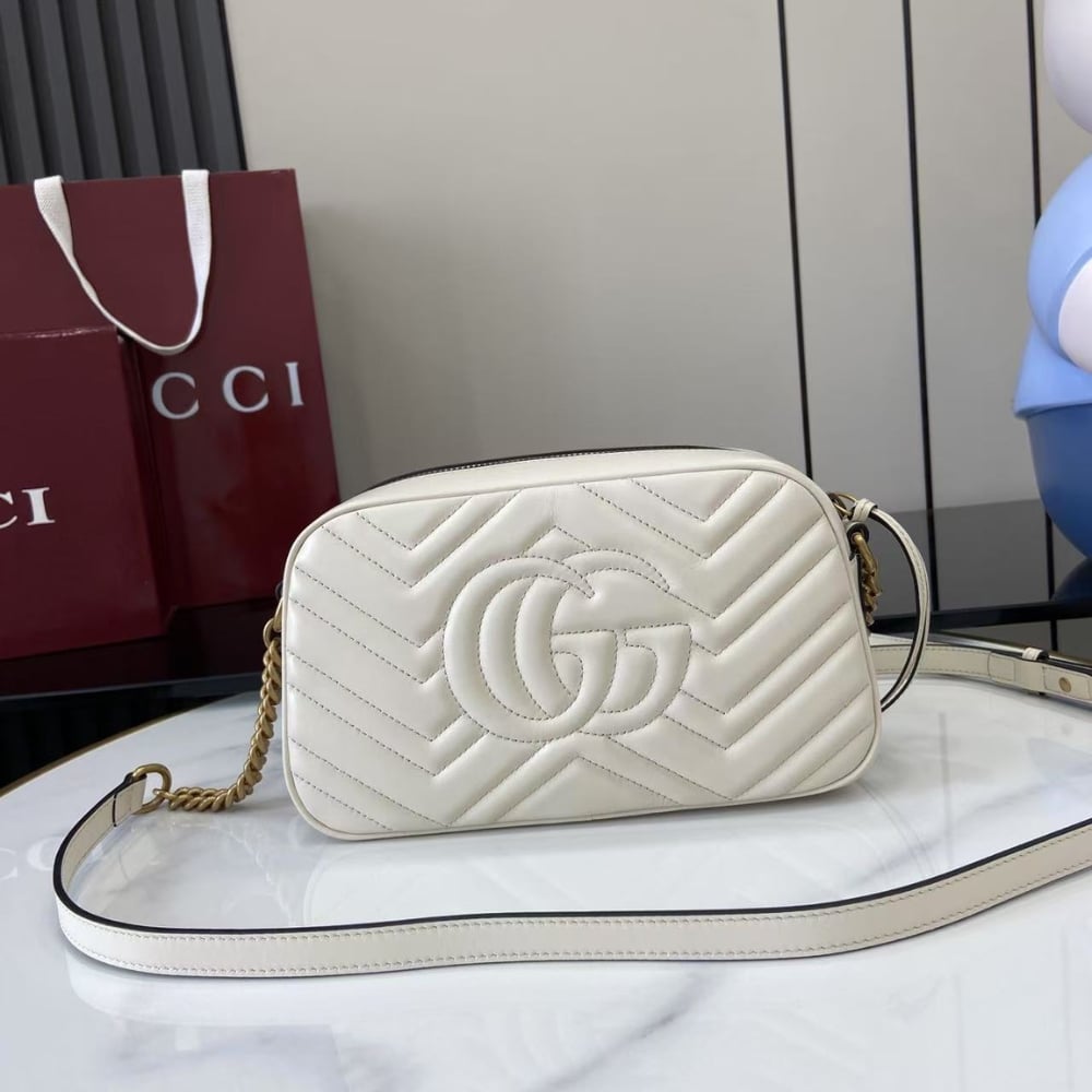 Gucci Gg Marmont Small Shoulder Bag ‎white 24cm 447632 Dtd1t 9022