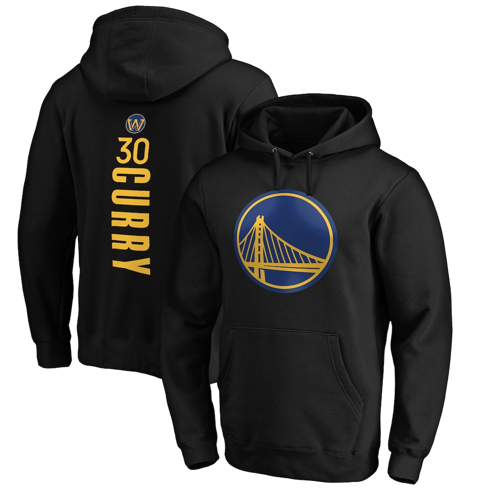Men's Golden State Warriors Stephen Curry Black Playmaker Name & Number Pullover Hoodie