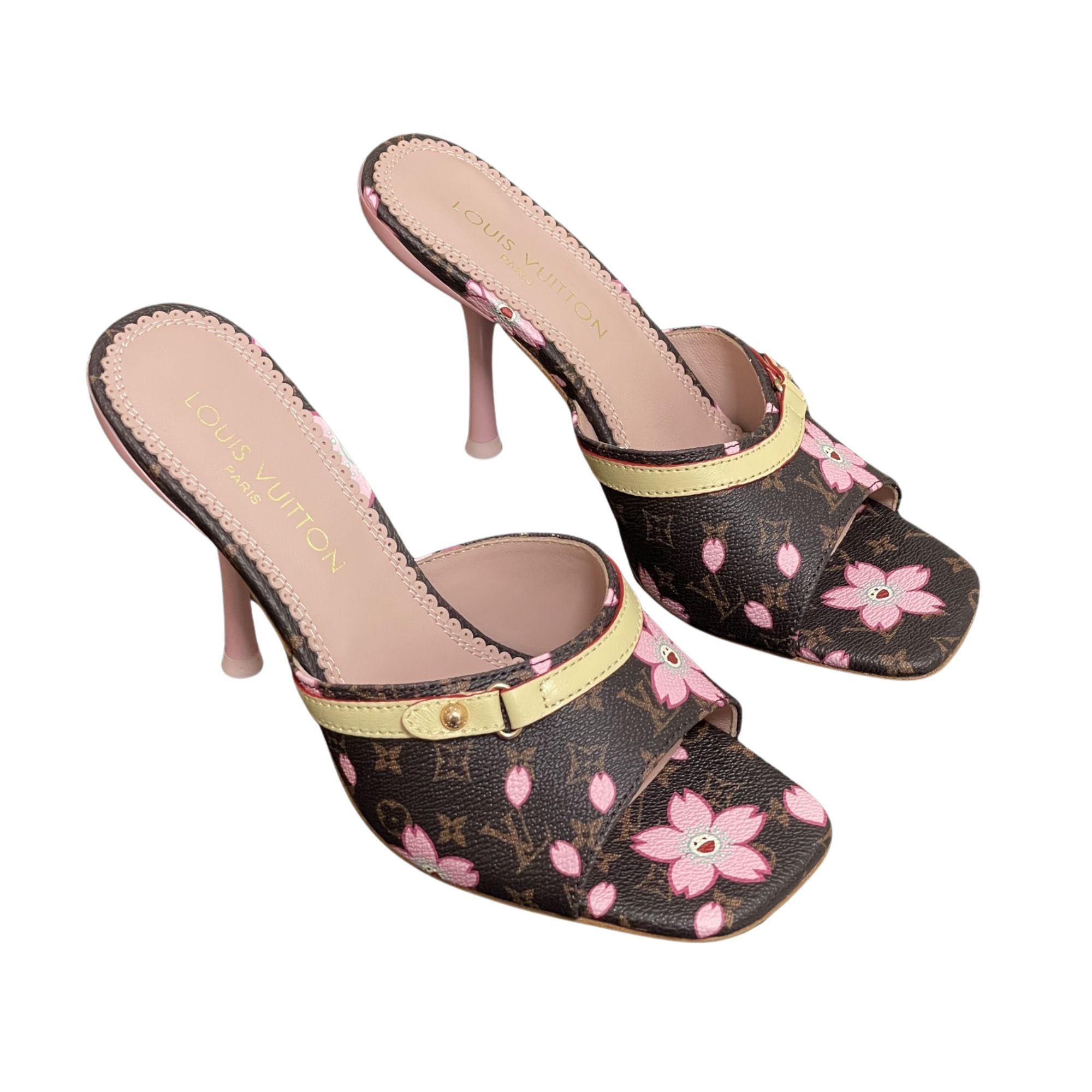 Louis Vuitton x Takashi Murakami Cherry Blossom Mule Brown Monogram Canvas