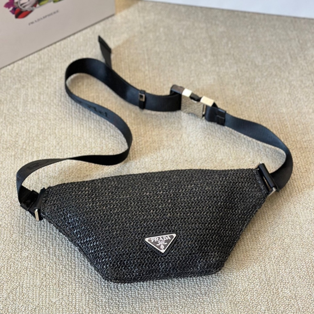 Prada Crochet Belt Bag Black 30Cm