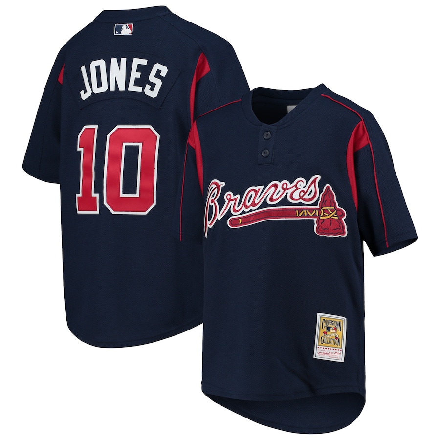 Chipper Jones Atlanta Braves Mitchell&Ness Youth Cooperstown Collection Mesh Batting Practice Jersey Navy