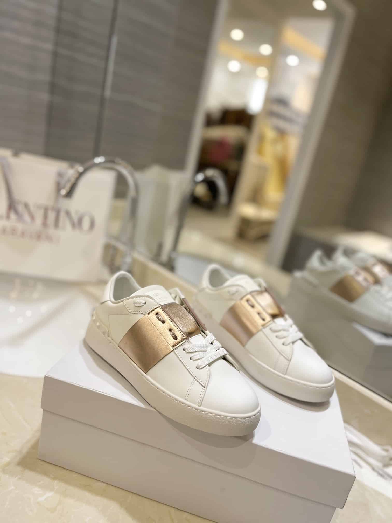 Valentino Garavani Rockstud Open Metallic Leather Sneaker Gold Uy2S0830Flrl71