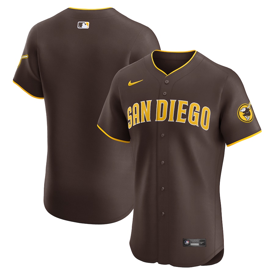 San Diego Padres Road Vapor Premier Elite Patch Jersey Brown