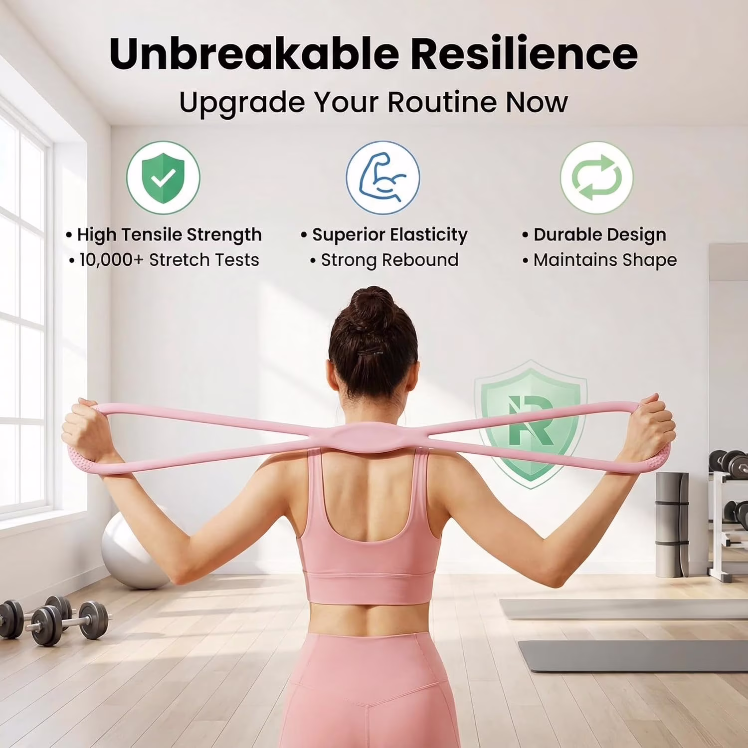 OHDufiry Figure 8 Resistance Bands for Women Men, 8 Shaped Resistance Rubber Band for Arms, Back, Shoulder Stretch with Handles, Not Break, Portable