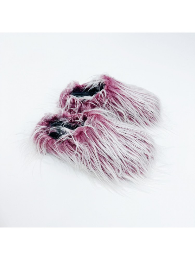 Colorblock Fluff Flat Heel Slippers