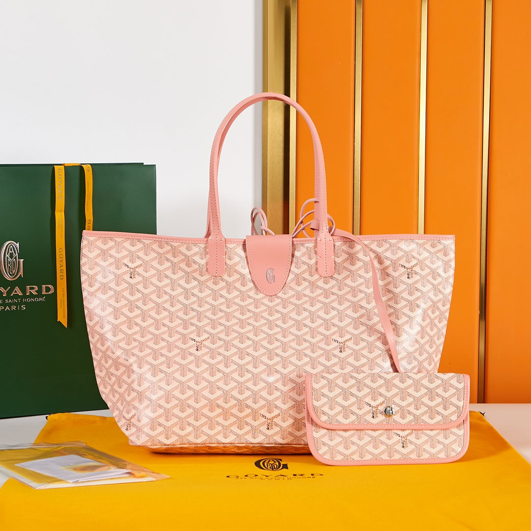 Goyard Saint Louis Pm 34Cm Pink Canvas Chevroches Calfskin