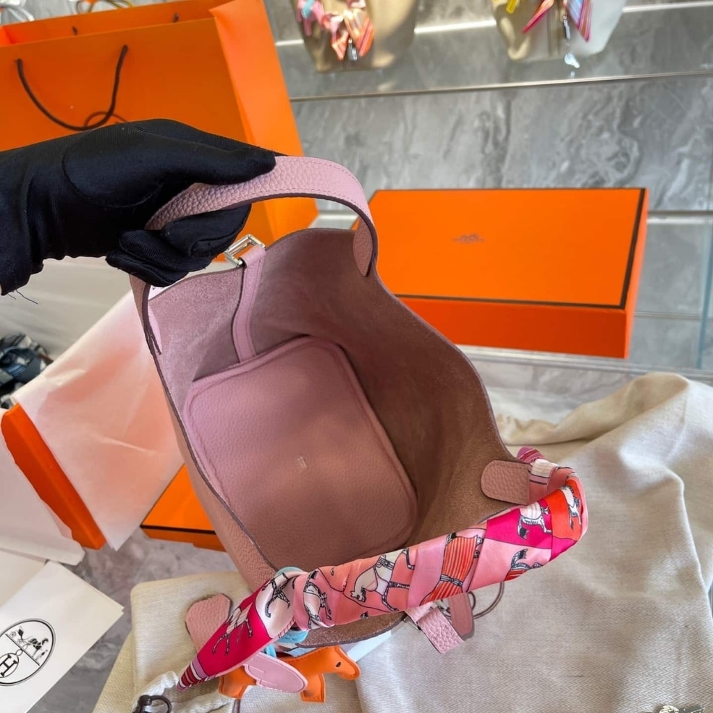 Hermes Picotin 18 Clemence Silver Hardware Rose Sakura 18Cm