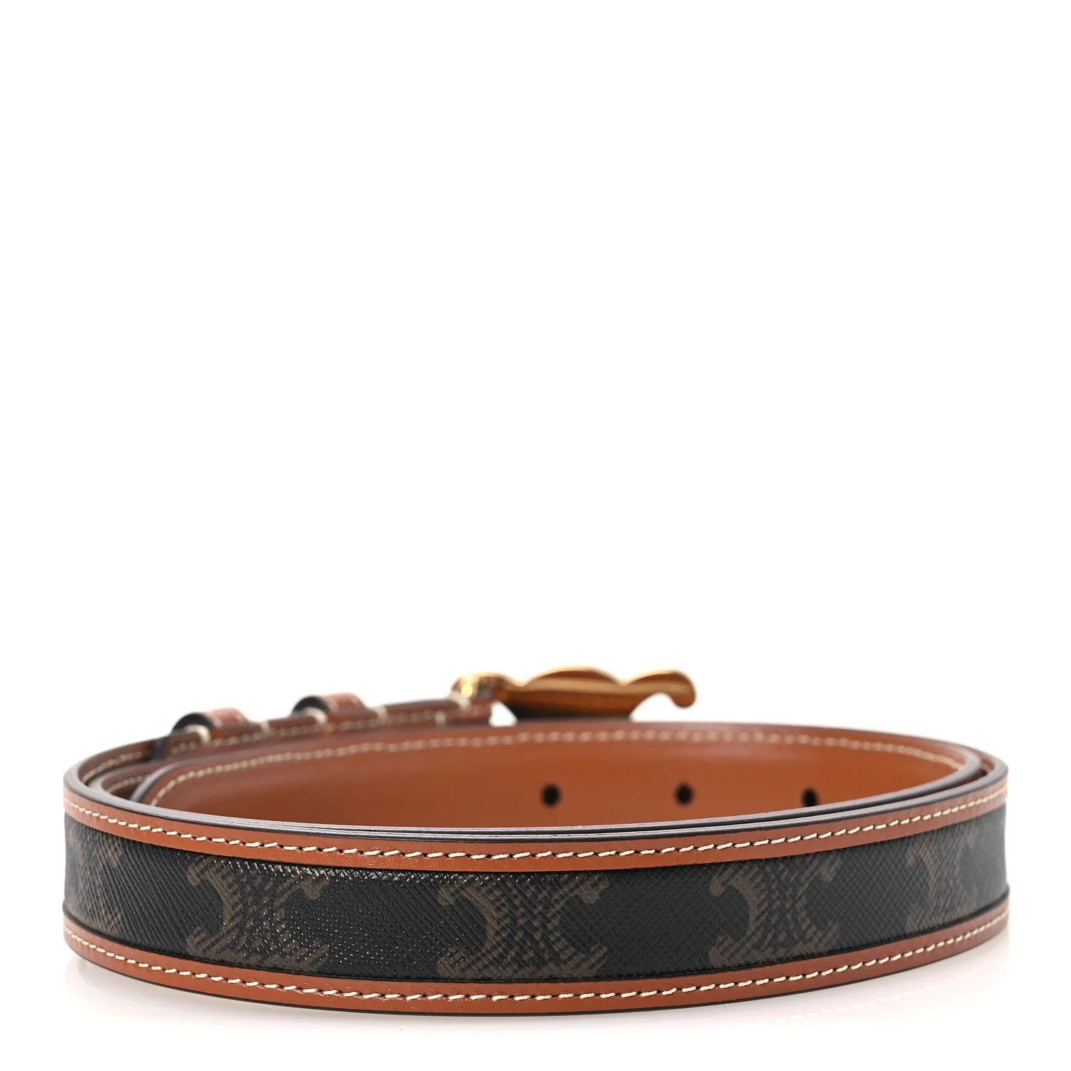 Canvas Calfskin Medium 25mm Triomphe 85 34 Belt Tan
