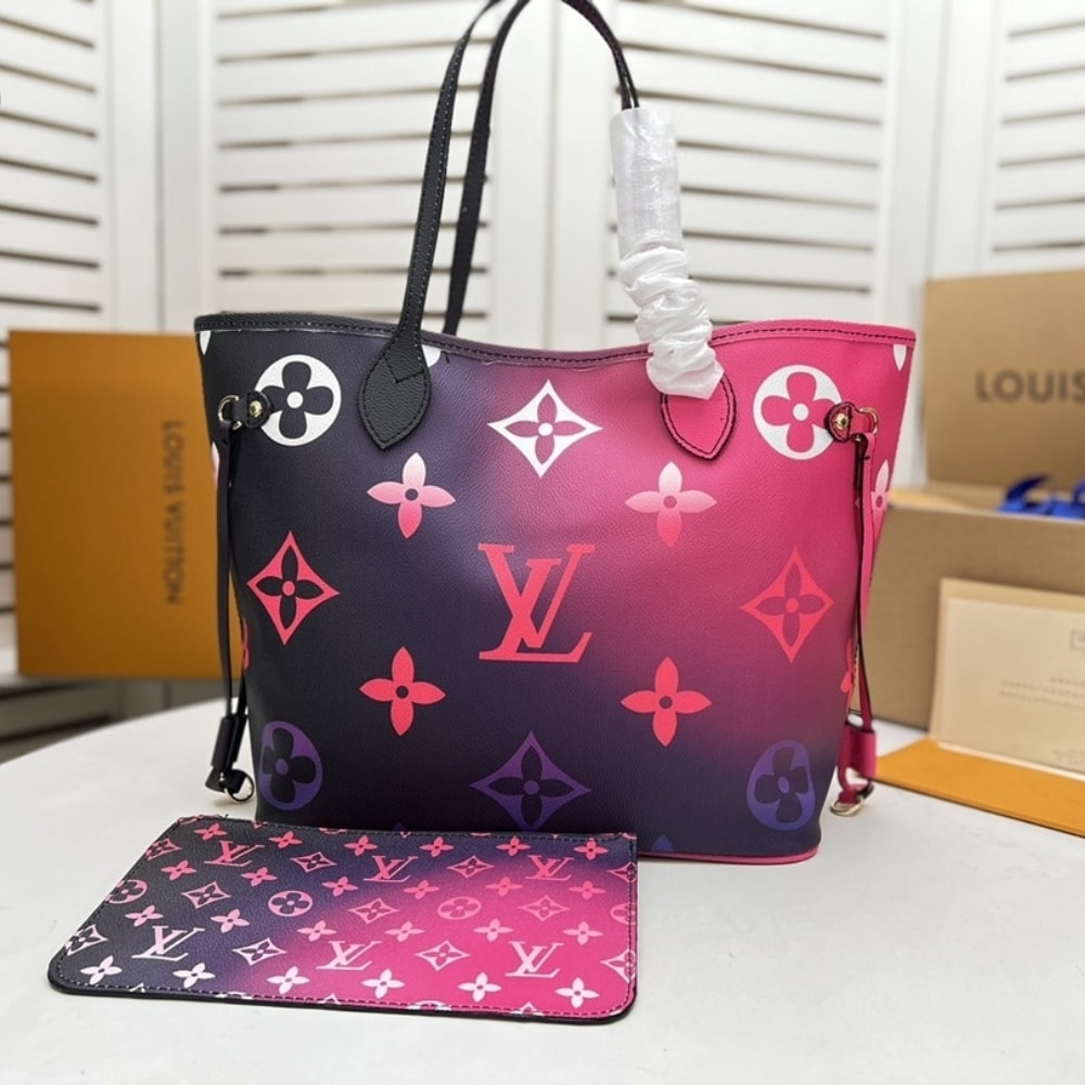 Louis Vuitton Neverfull MM Monogram Canvas Tote Bag Midnight Fuchsia 31cm M20511