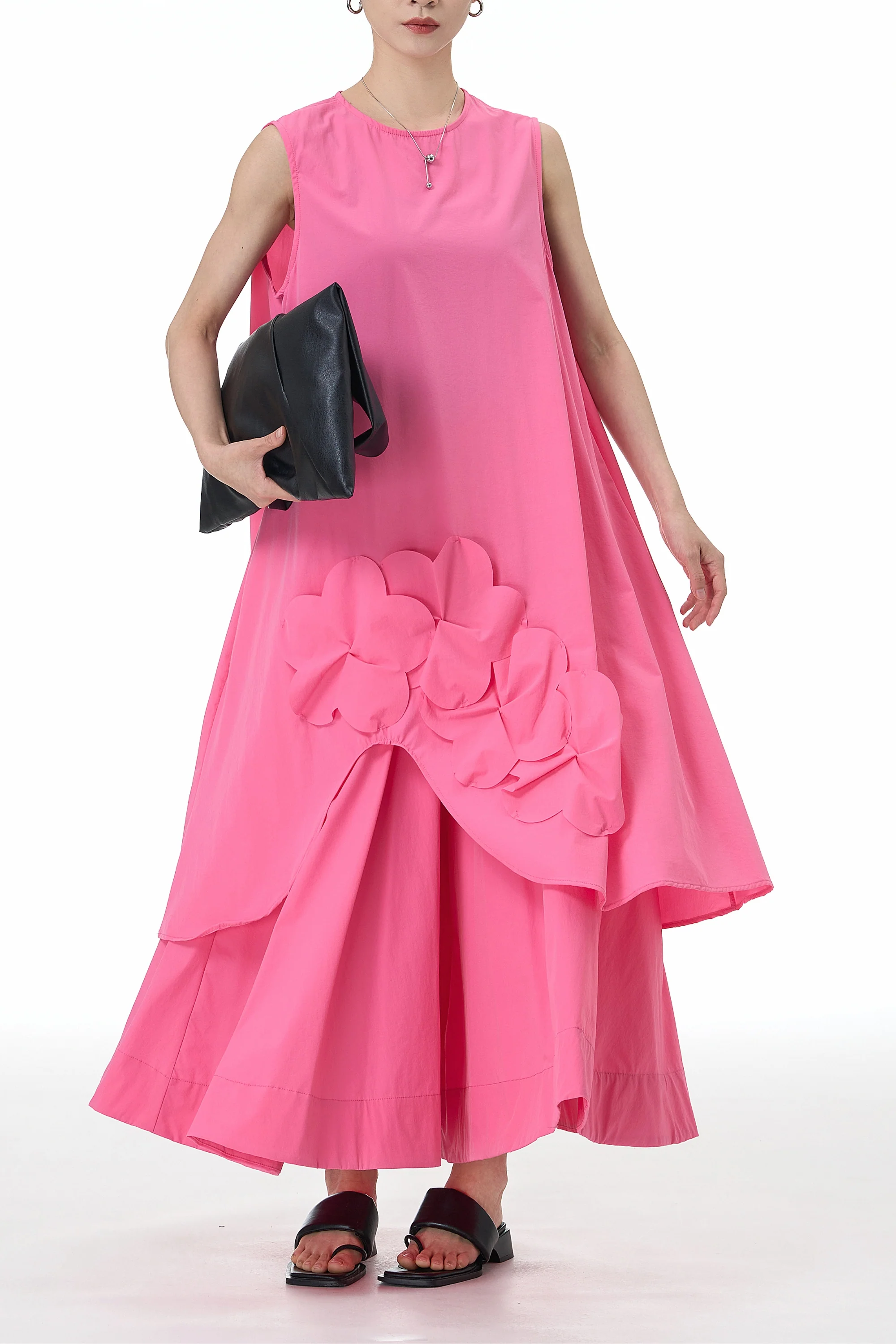 Pink Fleur Appliqué Oversized Dress