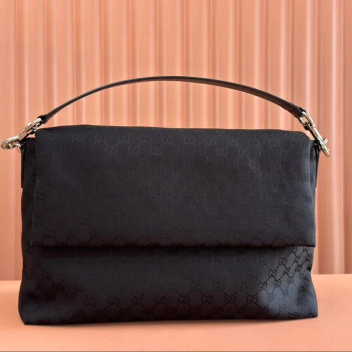 Gucci 36cm Bag Black Canvas Leather 248456