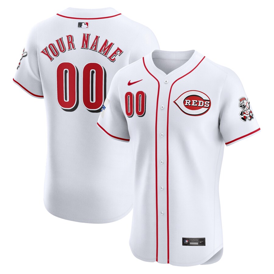 Cincinnati Reds Home Elite Custom Patch Jersey White