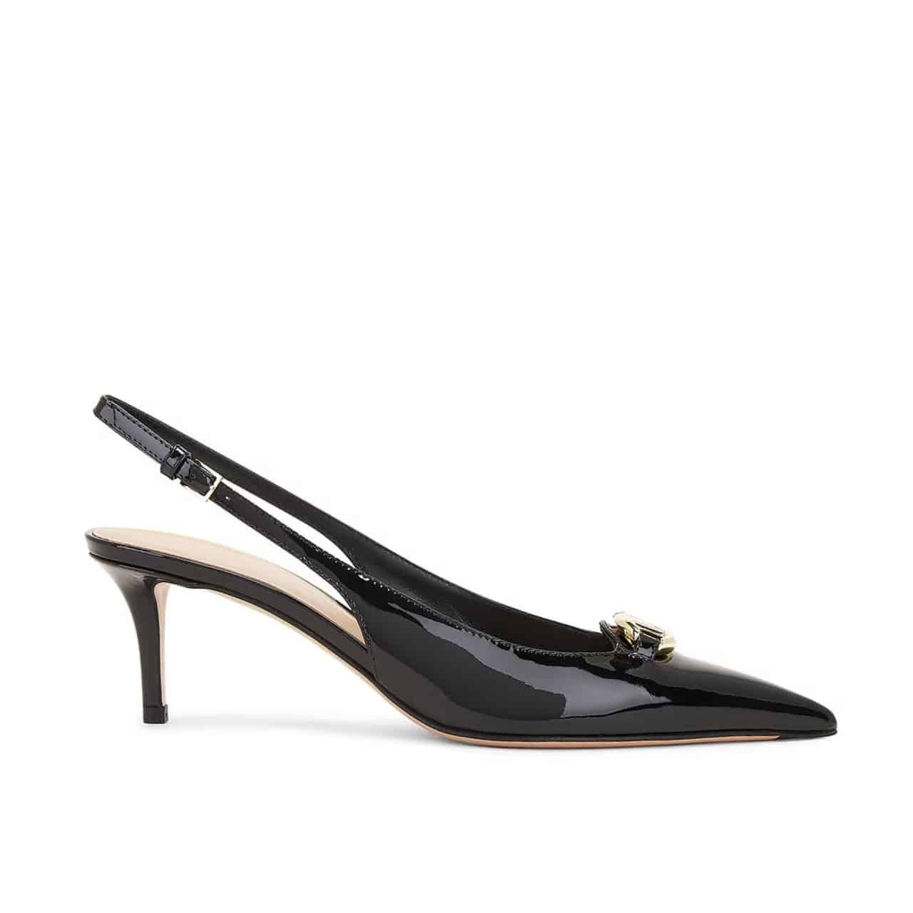 Valentino VLogo The Bold Edition Patent Leather Slingback Pumps, 60mm – Black