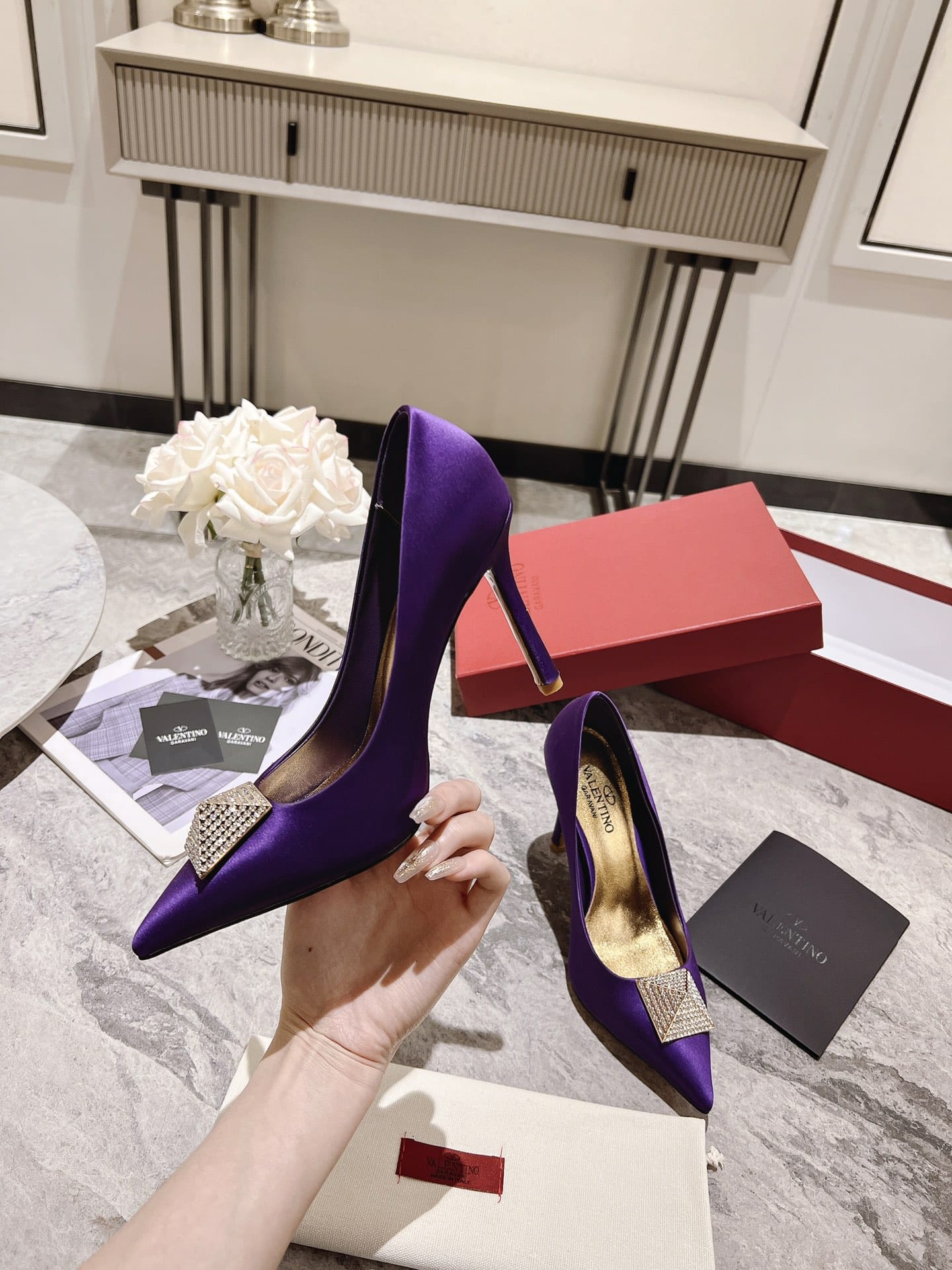 Valentino Garavani One Stud Pump With Crystals Purple 2W2S0Fh8Ulm 73E