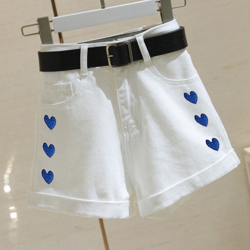 Heart wide leg pants crimping A-line shorts for women