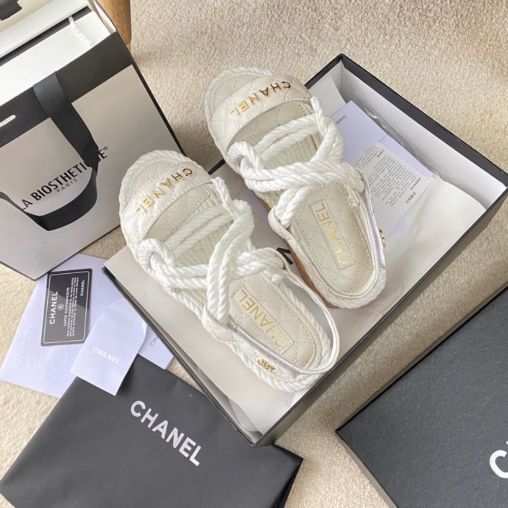 Chanel Rope Sandals Strap White