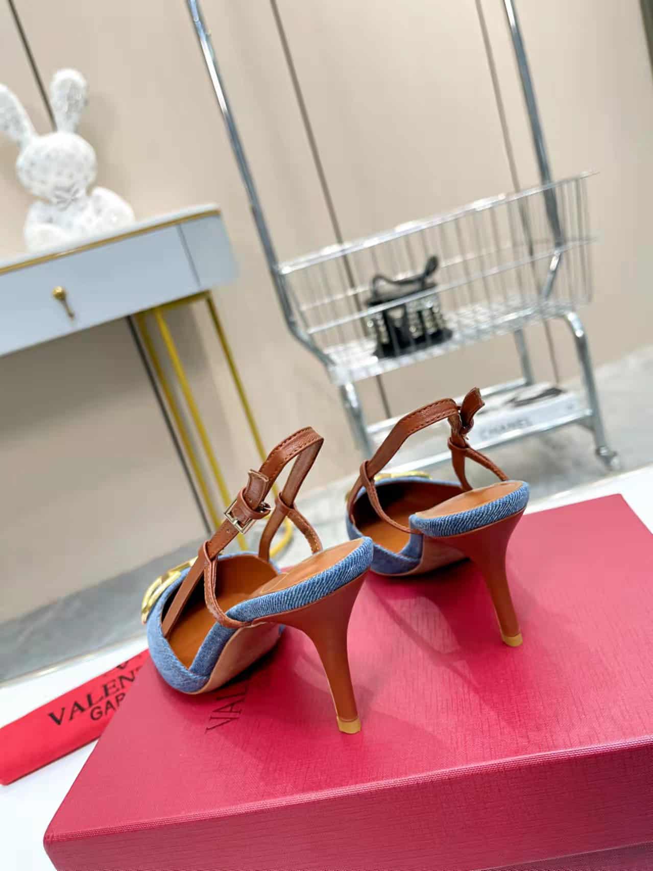 Valentino Garavani Vlogo Denim Slingback Pumps Denim