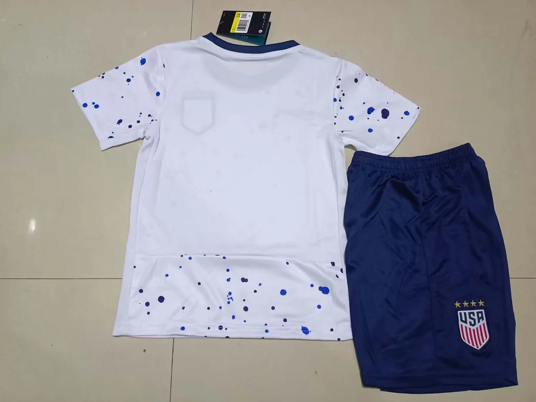 2023 United States Team Home White Football Jersey Player Version Kids Size
