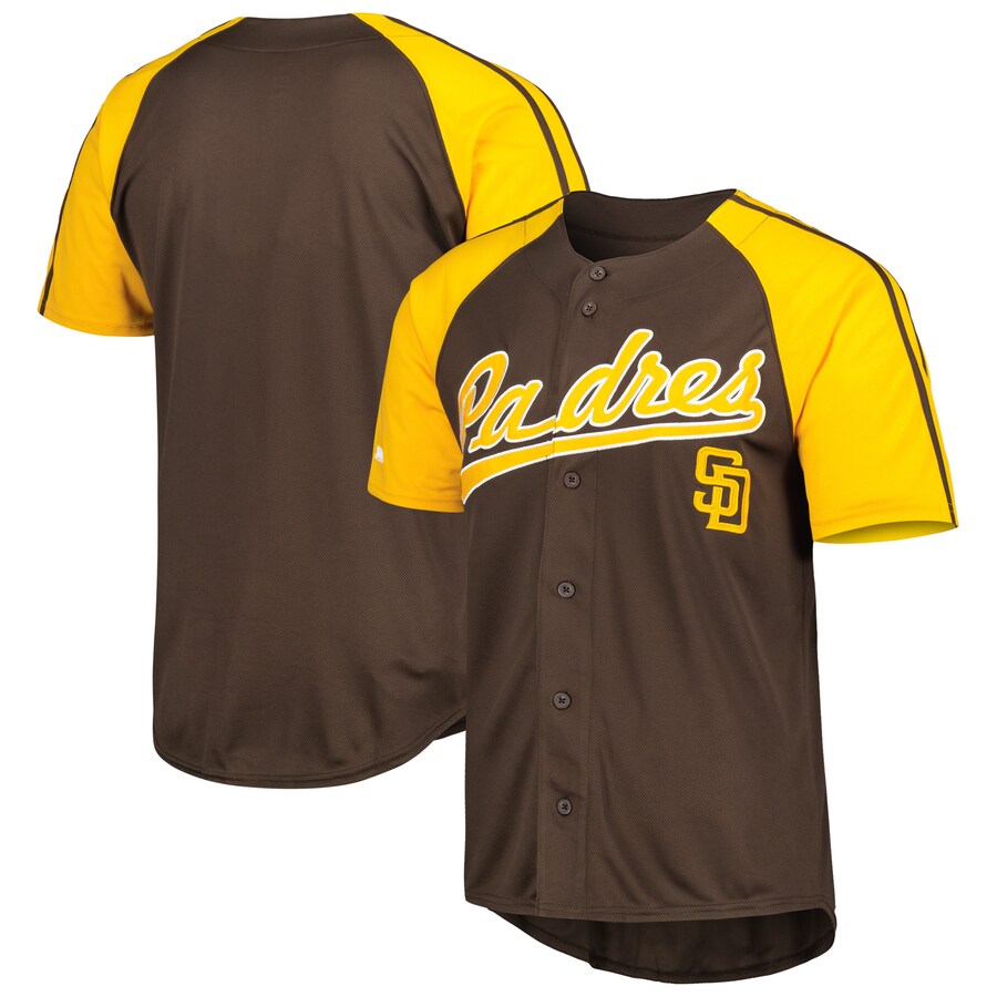 San Diego Padres Stitches Button-Down Raglan Fashion Jersey Brown