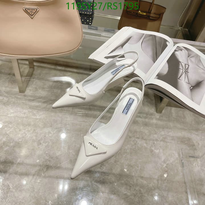 Prada Brushed Leather Slingback Pumps White