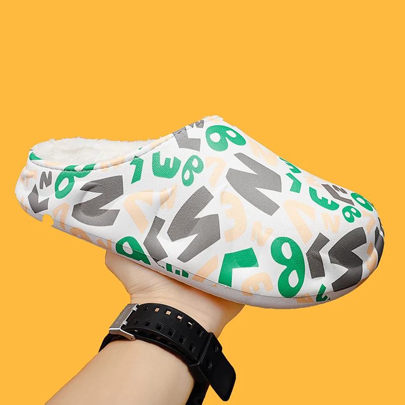 Men’s Slippers Winter Shoe Home Trendy All-match Outdoor Walking Easy To Clean Fashion Water Proof Add Cotton Wear-resistant