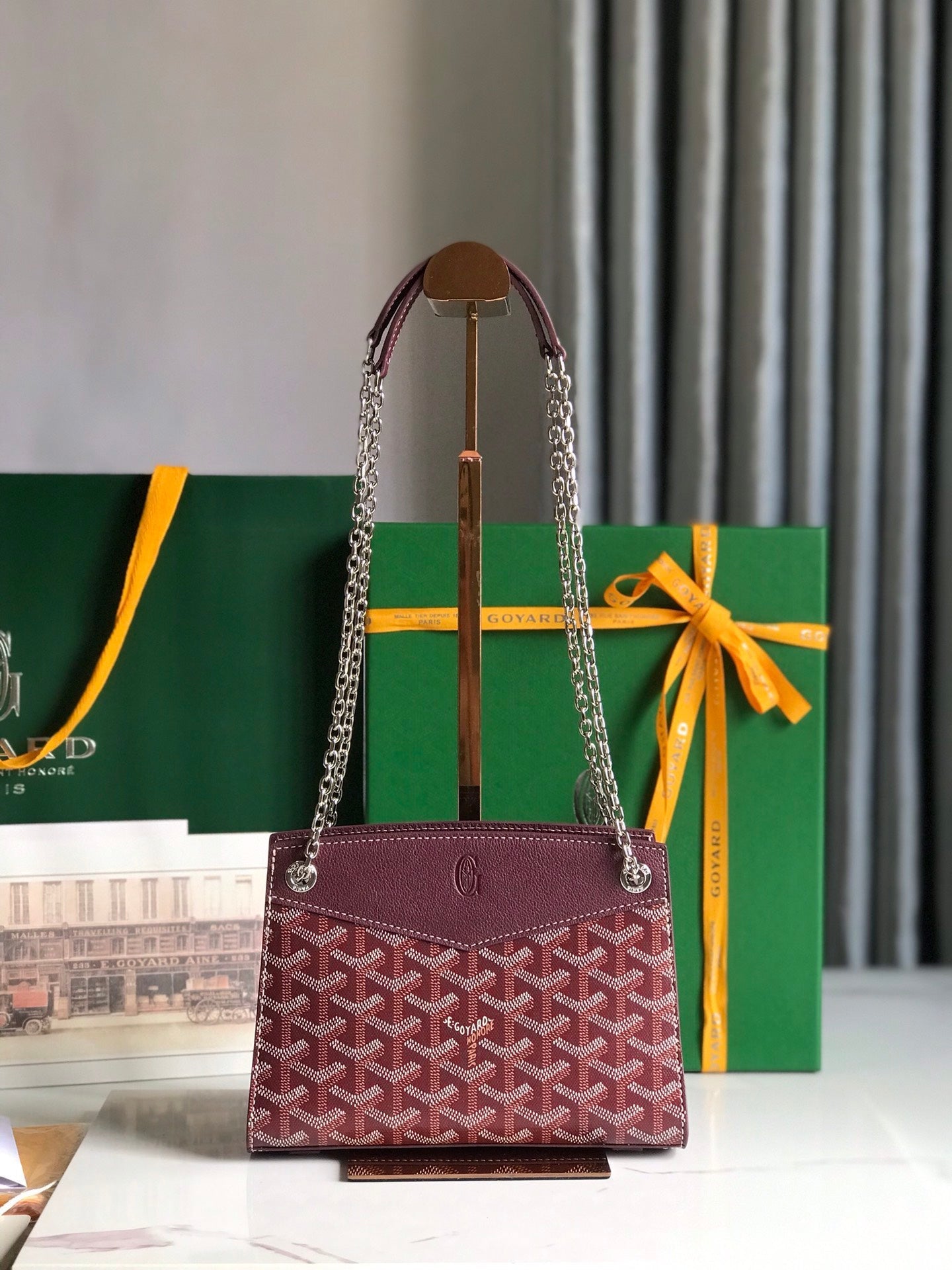 Goyard Rouette Structuré Mini Bag 21cm Wine Red Goyardine Canvas And Calfskin