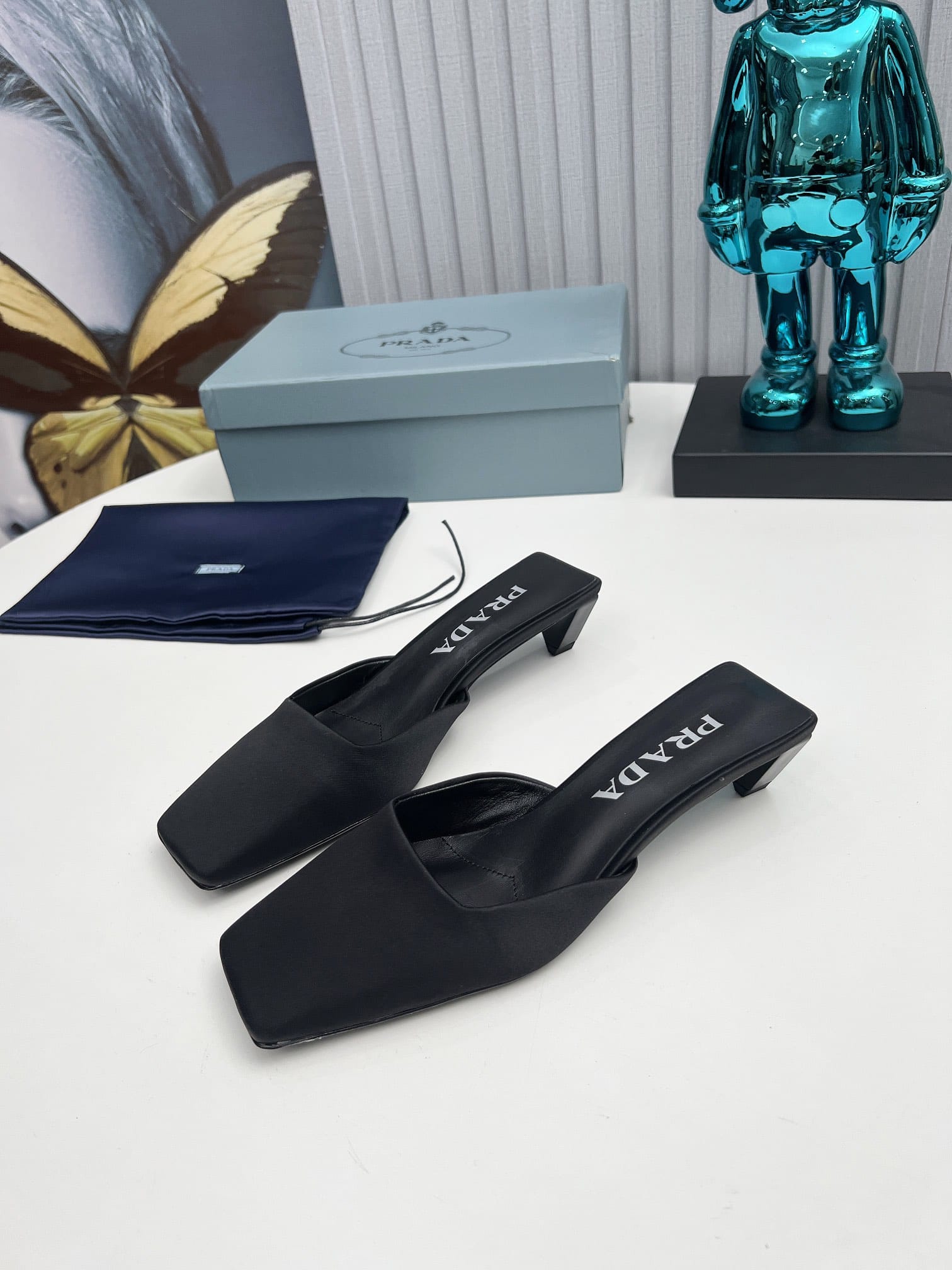 Prada Leather Mules Black