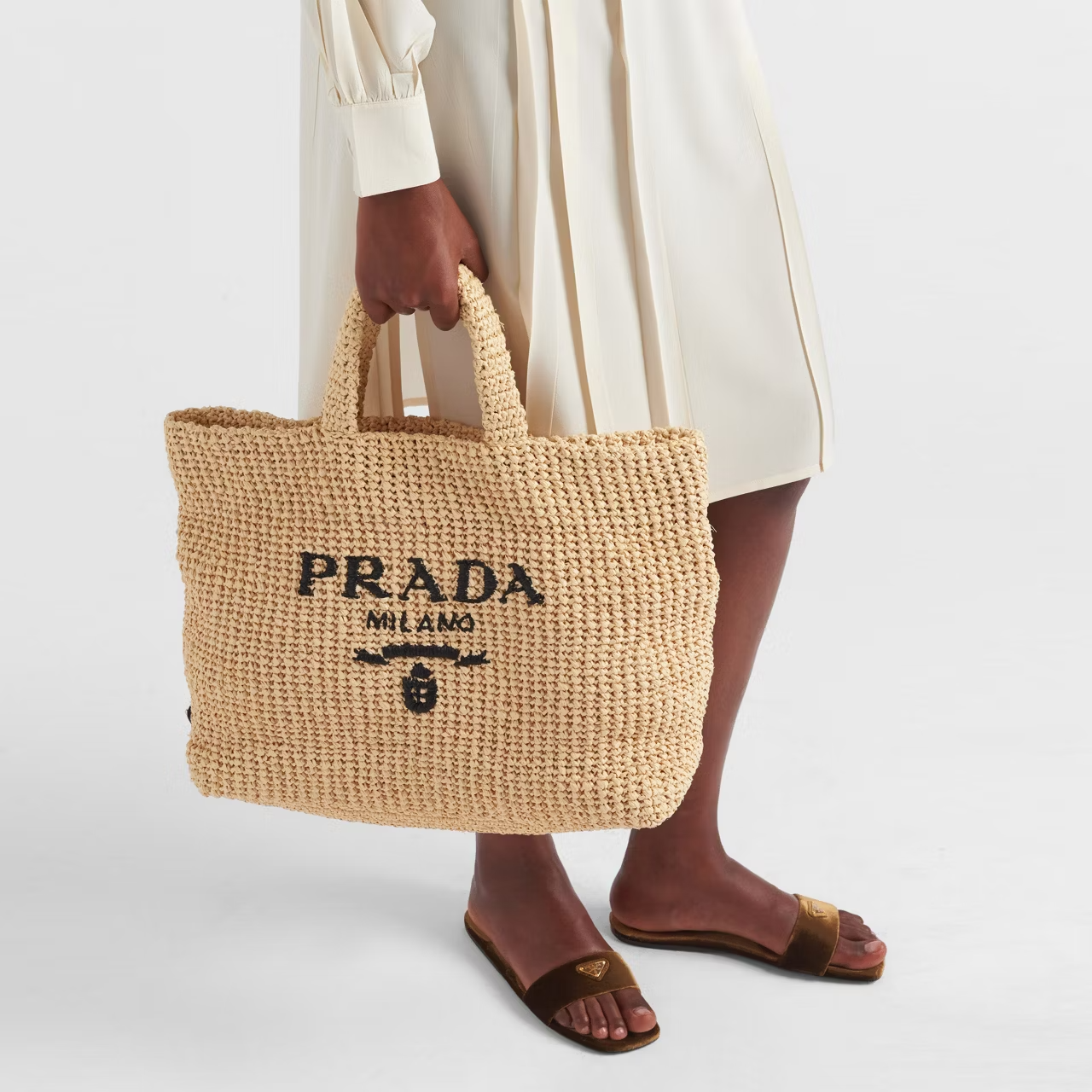 Prada Crochet Logo Tote Bag 40cm