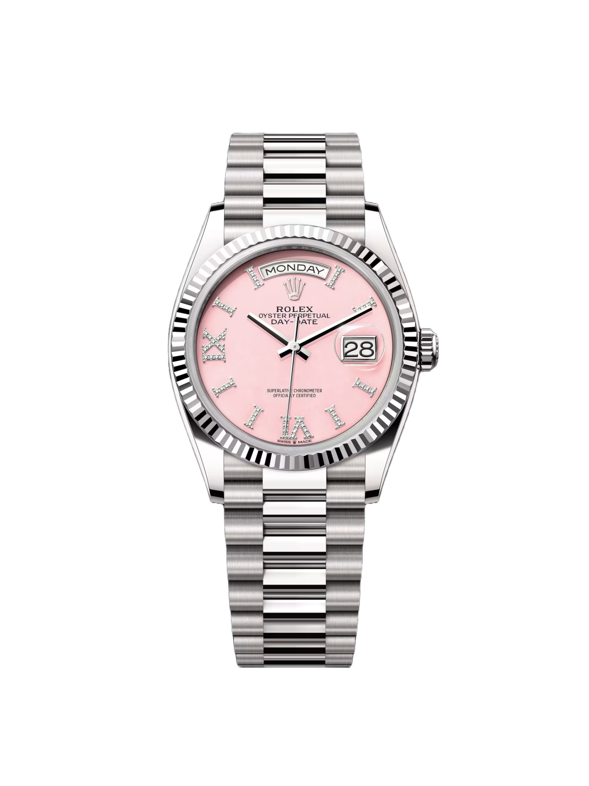 Rolex Day-Date 128239-0021 Pink Roman Dial 36mm